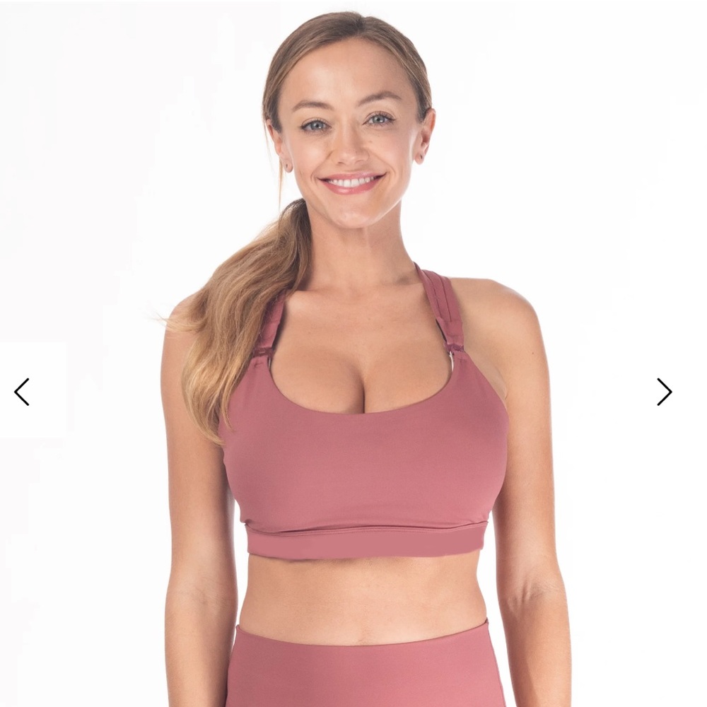 Sweat & Milk Nursing Sports Running “Chloe” Bra Dusty Rose Size Large